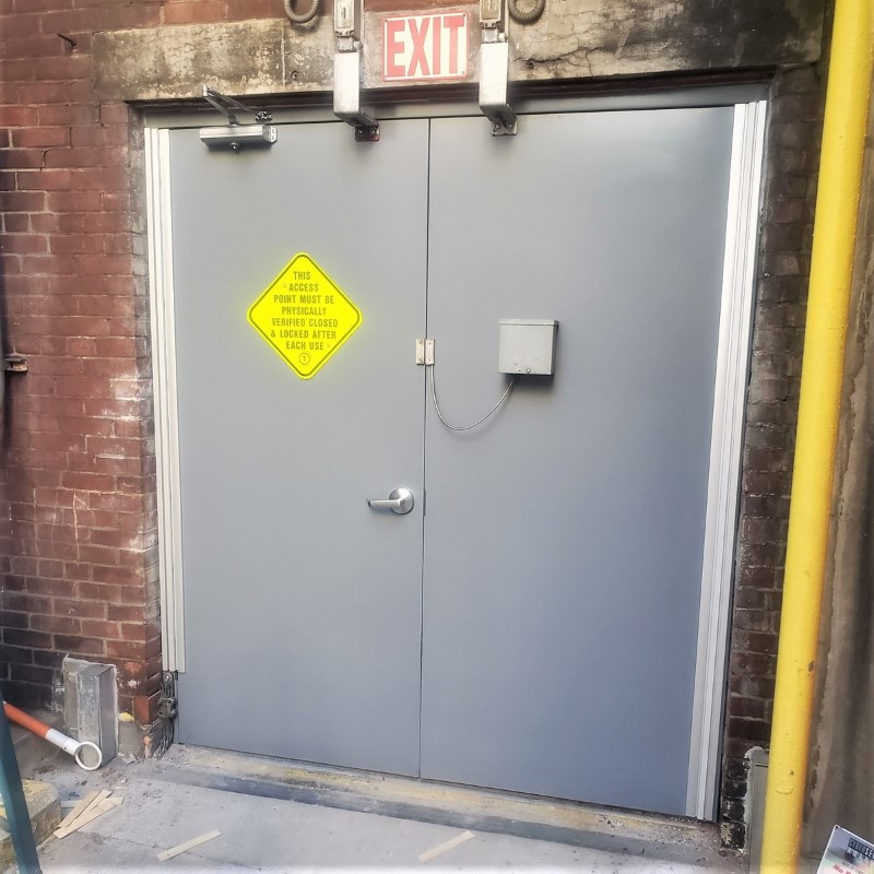Hollow metal personnel door with electronic access control
