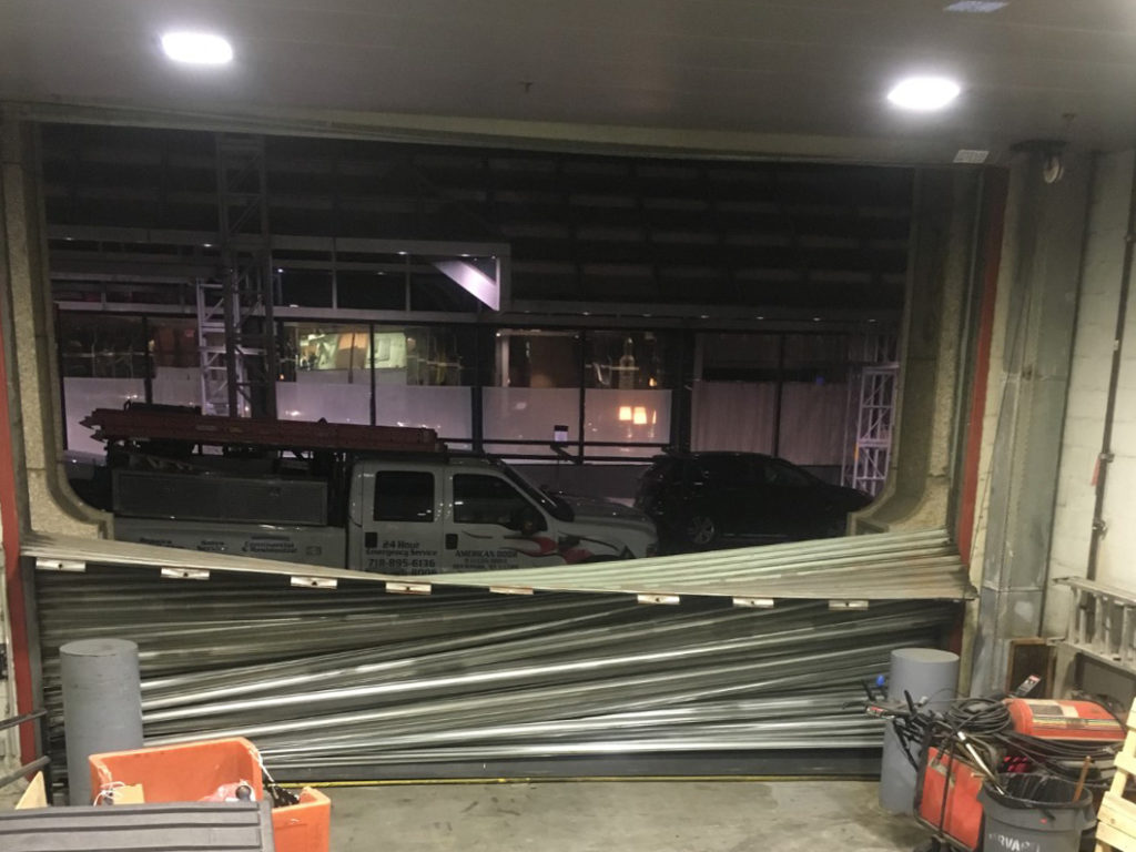 Damaged rolling door