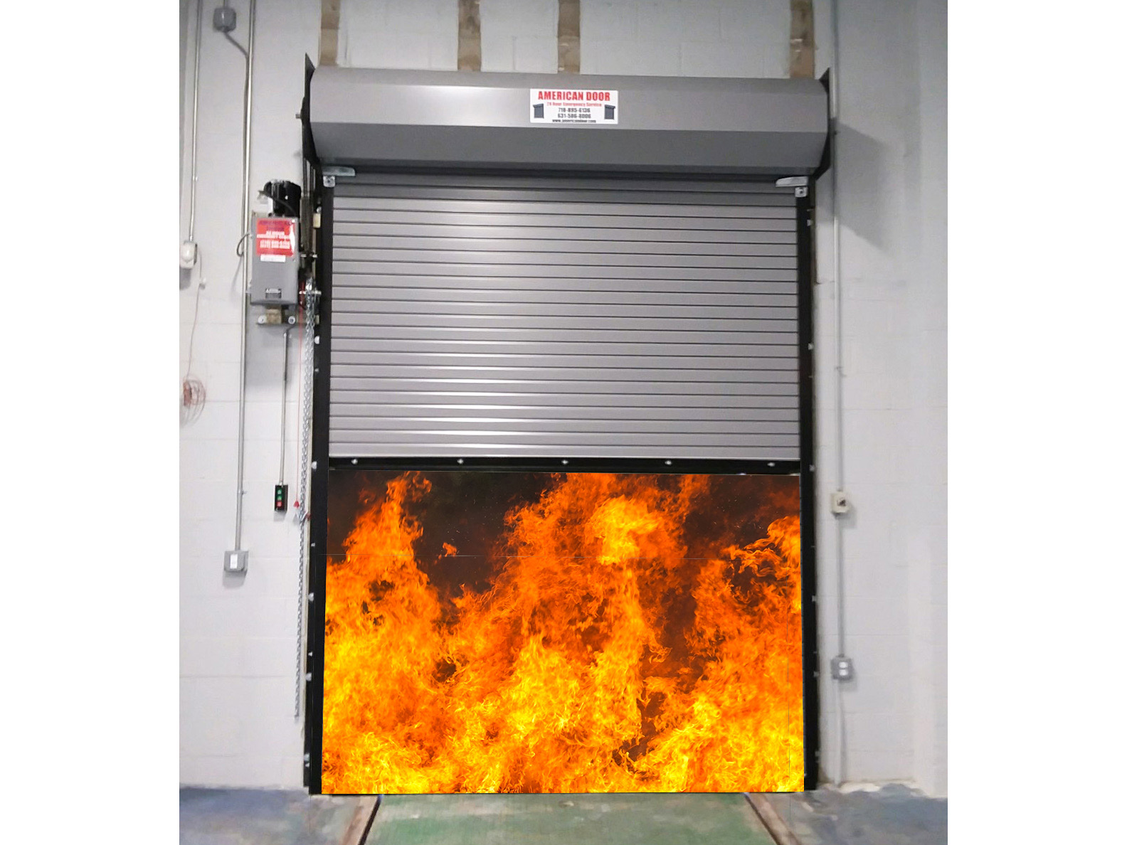 Rolling fire door drop test